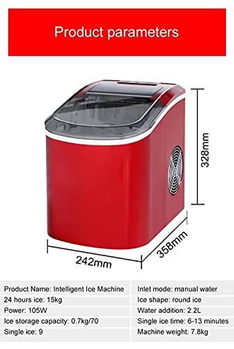 Máquina automática portátil para hacer hielo eléctrica mini, 15 kg/24 h, para bares, cafeterías y teterías, con cubos redondos miniatura 7