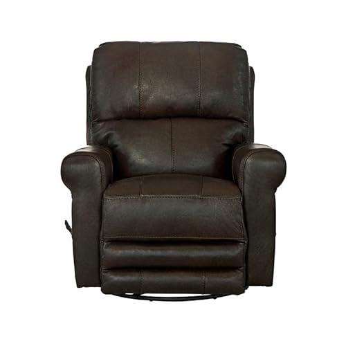 Catnapper Samuel 360 Degree Swivel Glider Recliner In Chocolate Brown Leather #TOP1