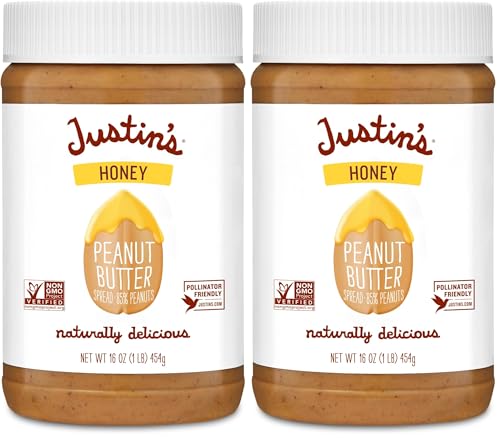 Justins,Peanut Butter Blend Honey Jar,16 Ounce,(Pack of 2)