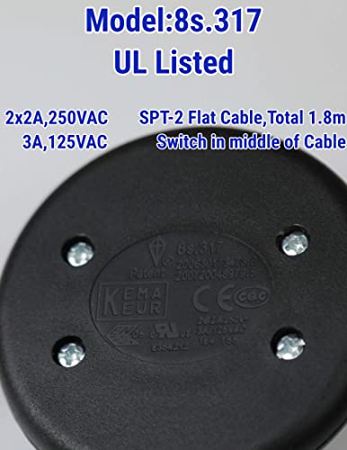 Coolneon Foot Switch Off/On,6Ft,Switch In Middle Of Zip Cord,Plug+Outlet,Awg18,250Vac,Extension Cord For Floor Lamp,Table Lamp,Christmas Tree,Tool,Appliance #TOP1