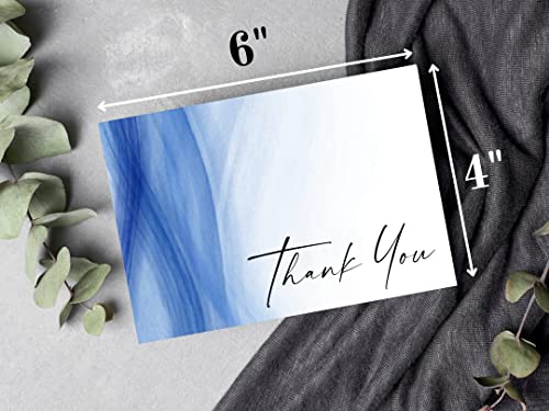 50 Pcs Thank You Cards With Envelopes Premium Quality Classy Thank You Notes For All Occasions, Wedding, Baby Shower, Bridal Shower, Birthday, Engagement, Funeral, Beautiful Minimalistic Design, Blue With Black Letters Bulk 4X6 #TOP3