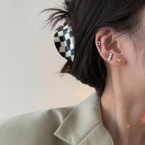 Cute Heart Cartilage Tiny Stud Earrings 925 Sterling Silver Gold Silver Tone Love Hearted Tragus Screw Back Ball Sleeper Helix Small Studs Earring Fashion Hypoallergenic Jewelry Gifts Valentine's Day 18G2