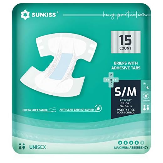 SUNKISS TrustPlus Pañales Incontinencia para Adultos, Bragas Absorbentes con Ddhesivos para Ancianos, Hombres y Mujeres, Unisex, Máxima absorción, Protección Contra Fugas, Talla S/M, 15 Unidades