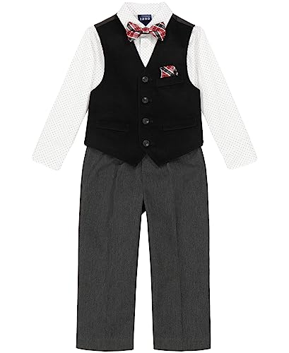 Image of IZOD Boys' 4-piece Formal Dress Up Suit Set, Vest, Pants, Collared Shirt, and Tie
