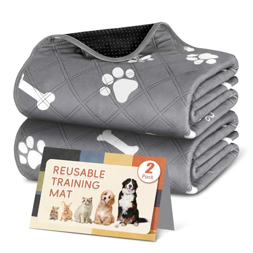 AMFUN 2 Pezzi Tappetini Lavabili per Cani, 60 x 90 cm Tappetino Lavabile per Animali Domestici, Riutilizzabile, Assorbente, Ideale per Cani, Gatti, Conigli Porcellini d'India