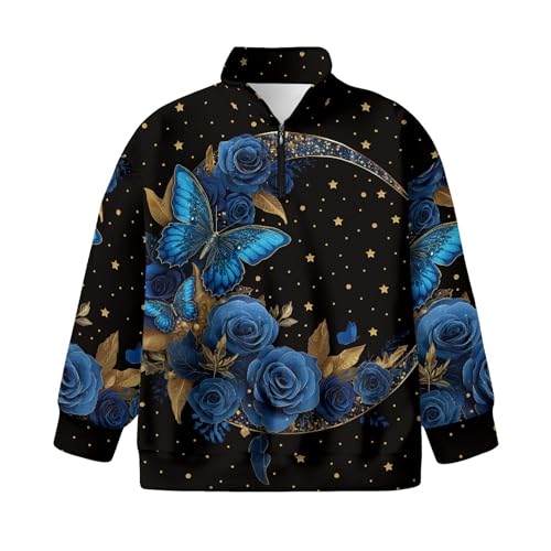 Image of AmzPrint Girls Graphic Quarter Zip Coat Long Sleeve Lightweight Oversized Athletic Running Hoodies For Kids Teen Girls