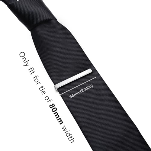 HONEY BEAR 2.12\" Tie Clips for Men, Thick Thicker Tie Bar Pin for Normal Size Necktie Business Wedding Gift 5.4cm (Shinny Silver thicker with box)