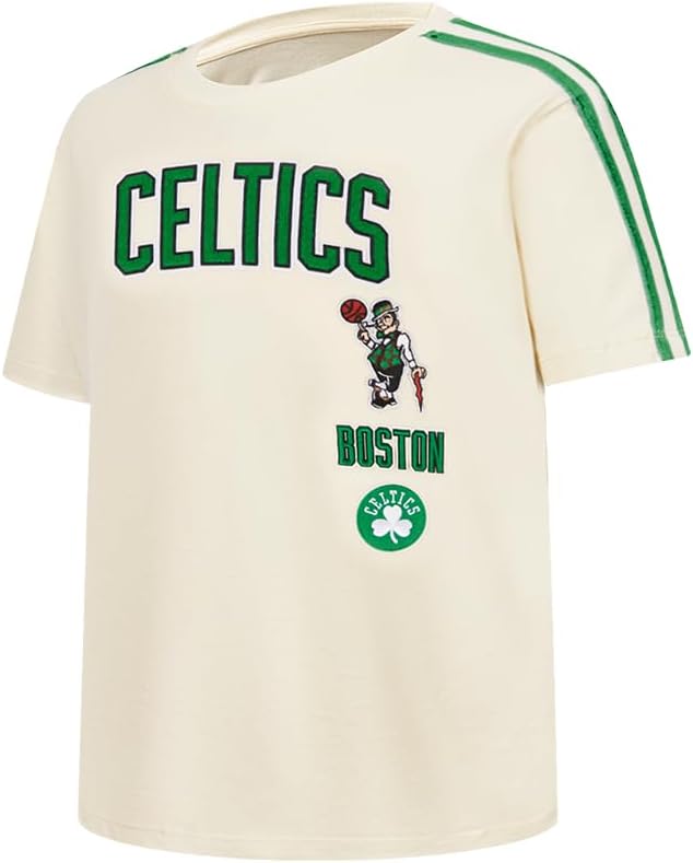 Pro Standard Big Boys NBA Boston Celtics Retro Classics Short Sleeve Taping Tee Eggshell/Kelly Green L - Image 3
