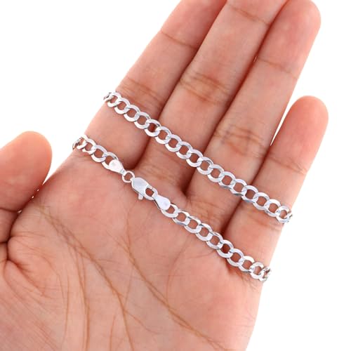 Nuragold 14k Real White Gold Solid Cuban Curb Link 5mm Chain Necklace (16"-30") Italian Jewelry for Men4