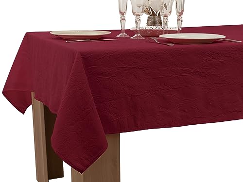 Le linge de Jules - Mantel Antimanchas Arrugadas (150 x 350 cm), Color Burdeos