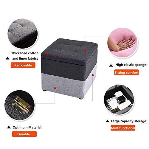 Coffre à jouets table basse cube en lin gris contre le désordre