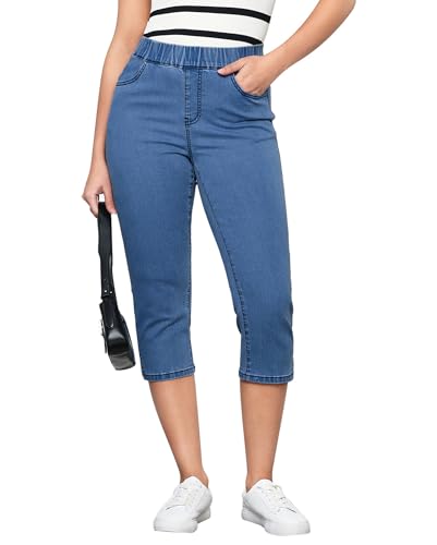 Vetinee Cropped Jeans for Women UK Cropped Jeans Medium Blue Size Large Fits UK 16-18