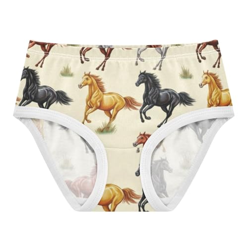 Fun Girls Underwear Toddlers 2t Cotton Girl Panties Cute Vintage Horses Beige Kids Briefs Undies