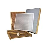Hoover Hives Kit de 10 piezas de colmena Langstroth sumergidas en cera de abeja 100 % que incluye cubierta superior telescópica, escape ovalado de abeja, cubierta interior, tablero inferior sólido