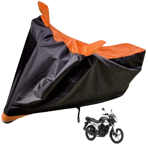 Auto Hub Bike Cover Compatible with Yamaha SZ-R with Mirror Pocket, Dustproof, Heat Resistant, Triple Stitched, SZ-R Bike Cover- Black, Orange