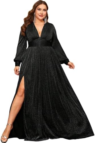 Giffniseti Women's Plus Size Long Sleeves Deep V-Neck Dresses with Slit A Line Formal Evening Gown, Black, X-Large Plus : Amazon.com.au: Clothing, Shoes & Accessories Giffniseti Women's Plus Size Long Sleeves Deep V-Neck Dresses with Slit A Line Formal Evening Gown, Black, X-Large Plus : Amazon.com.au: Clothing, Shoes & Accessories