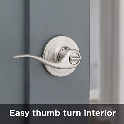 Image of Kwikset Tustin Interior Privacy Door Handle with Lock, Door Lever For Bathroom and Bedroom, Satin Nickel Reversible Keyless Turn Lock, with Microban Protection