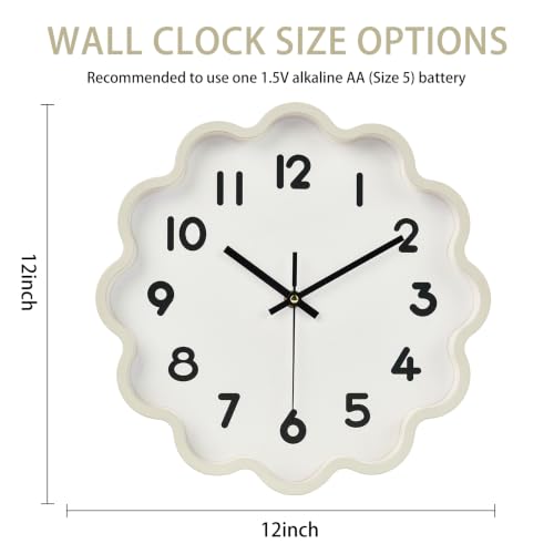 Image of HZDHCLH Wall Clocks Battery Operated 12 Inch Cloud Shaped Wall Clock Silent Non Ticking Modern Decorative Clock with 3D Numbers for Bedroom Living Room Nursery Classroom White