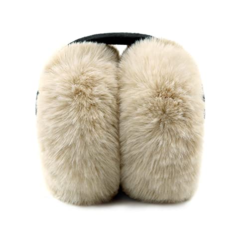 Fsteoe Women Winter Ear Muffs Foldable Girl Ear Warmer Fashion Furry Earmuff Soft Ear Cover Cold Weather (K-Khaki) #TOP8