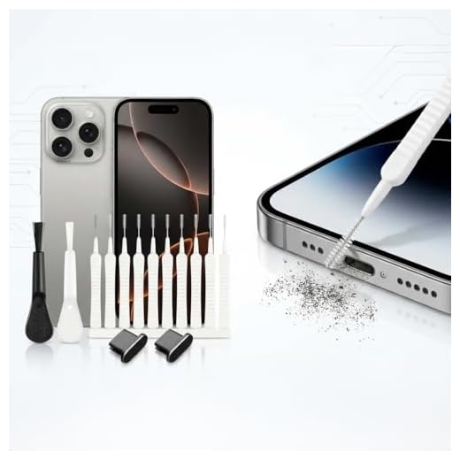 14pcs Phone Cleaning Kit, Anti-Clogging Port Cleaner with Mini Brushes, Multifunctional Charging Port & Speaker Tool for iPhone 16/17 Pro Max & AirPods, Tech Maintenance Gift for Men（Typc-C）