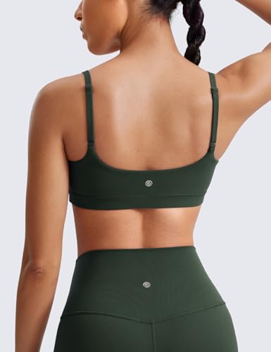 Image of CRZ YOGA Butterluxe Scoop Neck Sports Bras | Light Support, Removable Pads, Yoga, Extremely Soft, U Back, Adjustable Spaghetti Straps, for Women