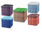 CUBIXCRAFT Pixeldesign Sitzwürfel Sitzhocker mit Stauraum, Faltbarer Hocker, Fußhocker, Falthocker, Sitzwürfel für Wohnzimmer, Kinderzimmer Pixelart 5 Pack (30 x 30 x 30 cm)