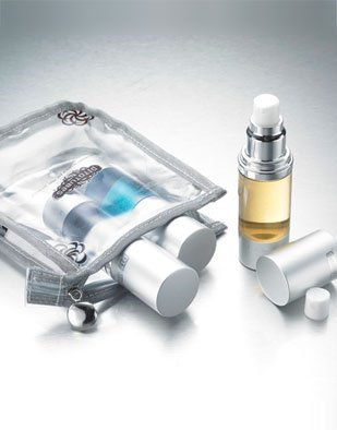 Pitotubes Airless Pump Bottle - 3pc set of 0.5 oz Refillable Cosmetic Containers with Clear TSA approved travel bag - Lightweight, Leakproof & Shockproof