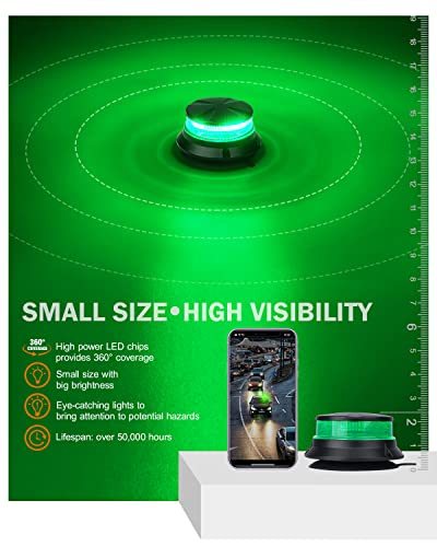 Image of Xprite LED Visibility Beacon Light, 4.5 Inch Super Bright Forklift Roadside Caution Lights with Magnetic Base, 12-24V for Construction Truck, Utility Vehicle, Tractor, Golf Carts-Green