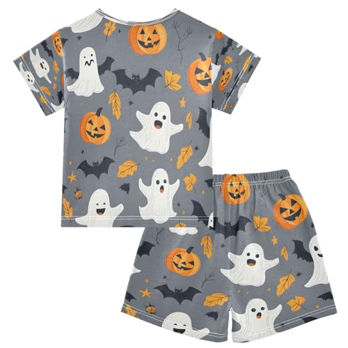 senya Short Sleeve Pajamas Sets Summer Cotton Sleepwear Ghost Pumpkin Leaves2