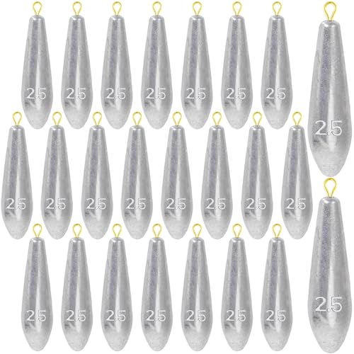 Landhoow 24 Pcs Drop Shot Fishing Weights Kit Freshwater Catfishing Fishing Sinker Bass Casting Removable Fishing Line Weights Saltwater Streamlined Snap Weight for Trolling Surf Tackle(2.5 oz)