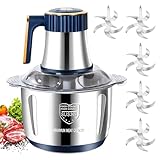 Hachoir Électrique 5L – Mixeur Hachoir Électrique avec Bol en Acier Inoxydable, 5 Vitesses et 6 Lames en Acier avec 5 Jeux de Lames pour Viande, Légumes et Fruits