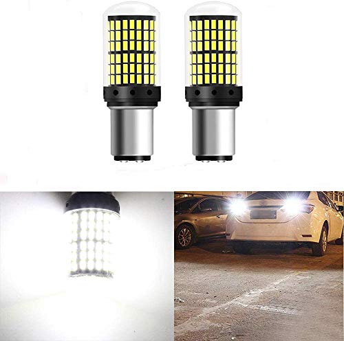 MCHUN 1157 BAY15D Car Backup Lights Xenon White Extremely Bright 2800 Lumens 3014 144 SMD LED with Projector - Replacement 1016 1034 7528 2057 2357 for Tail Reversing LED Bulb Pack of 2