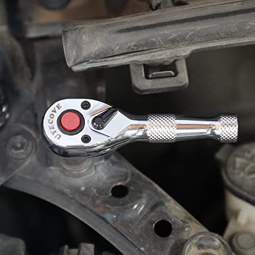 UYECOVE 3/8 Inch Drive Ratchet Wrench - 72-Tooth, Reversible Cr-Mo Colorful Head - 4.02''/10.2cm