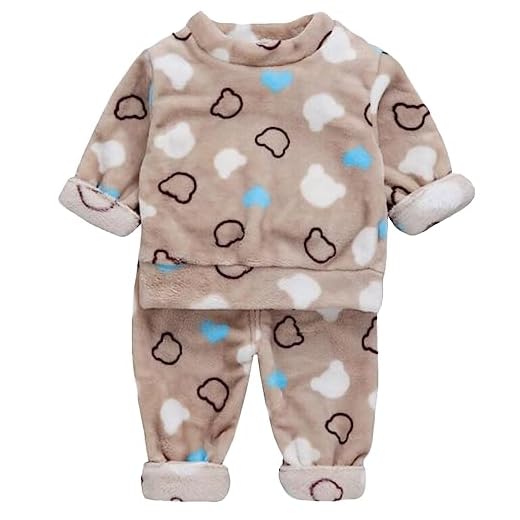 Barrageon Bebé Ropa de Casa 0-5T Niño Camisones Infantil Homewear Niña Ropa de Dormir Niños Pijama Invierno Franela Calentar (Caqui-90)