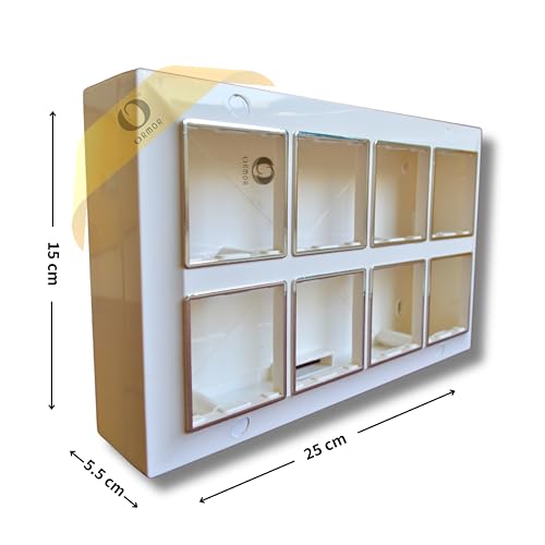 Image of ORMOR Modular Surface Mount Gang Box (16 Module-White) Silver Line Glossy Premium Polycarbonate Box for Universal Standard Modular Electrical Switches