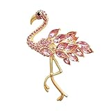 Women's Crystal Rhinestone Flamingo Brooch Pin Pink Bird Animal Broach for Dresses Hats, Suits Birthday Christmas Gift (Vintage Pink Flamingo)