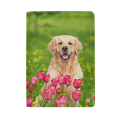 Preisvergleich Produktbild Reisepasshülle aus Leder, sitzende Tulpe und Blumenfelder, Geldbörse, für Kreditkarten, Ausweise und Reisedokumente