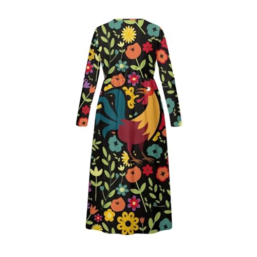 Girl Casual Long Sleeve Dresses Crewneck Casual Loose Dresses Maxi Floor Length Dresses Breathable4