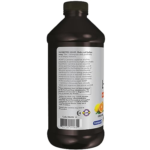NOW Foods L-Carnitine Liquid, Citrus Flavor 1000 mg - 16 oz. - Thumbnail 3