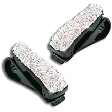 2 Pcs Bling Sunglasses Holders for Car Sun Visor, Bling Crystal Sunglasses Hanger, Fashion Ticket Card Clip Eyeglasses Mount for Women Girls White