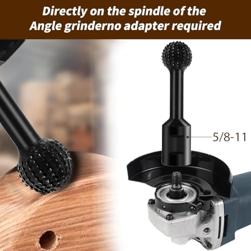 Tête de meulage à bille 5/8-11 pour meuleuse d'angle, set de 4 gouges rotatives sphériques - 7