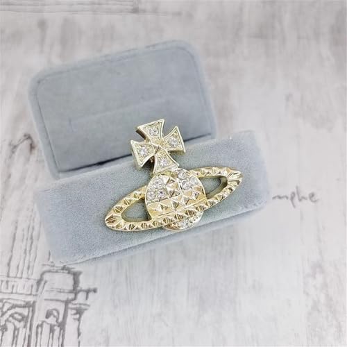 Image of Dreuyet Saturn Planet Brooch Pin for Women Ladies Dainty Rhinestone Star Lapel Pin Cubic Zirconia with Crystal Planet Brooch Fashion Dress Accessories Jewelry for Suit Clothing Jackets Badges