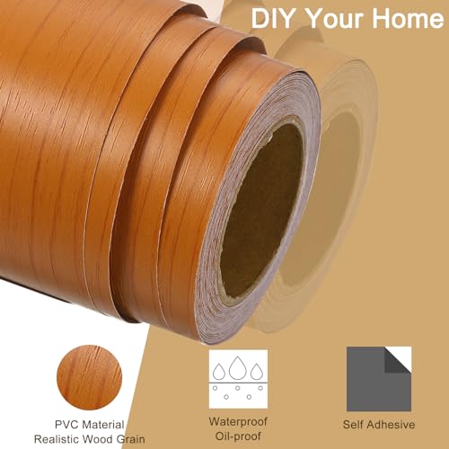 Image of uxcell Wood Grain Tape, 2 inch x33 Ft Self Adhesive Wood Grain Repair Patch for Baseboards, Doors, Floor Repair, Furniture Home Decor Red Cherry