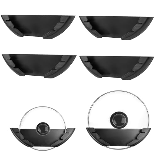 KXVXXV 4 Piece Pot Lid Holder Wall for 15-32 cm Large Pan Lids Self-Adhesive Lid Holder Cabinet Door Plastic Pot Lid Organiser Door Lid Holder Kitchen Set