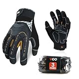 Vgo... 3 Paare hohe Mechnische Arbeitshandschuhe, für große Belastungsarbeit, Vibration-Schutz-Handschuhe, Heavy Duty (SL8849)