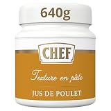 CHEF Jus de Poulet Premium - Pâte Concentrée - Saveur Peau de Poulet Rôti et Blanc de Volaille - Gain de Temps - Aide Culinaire, Sauce, Fonds - Pot de 640g pour 8L