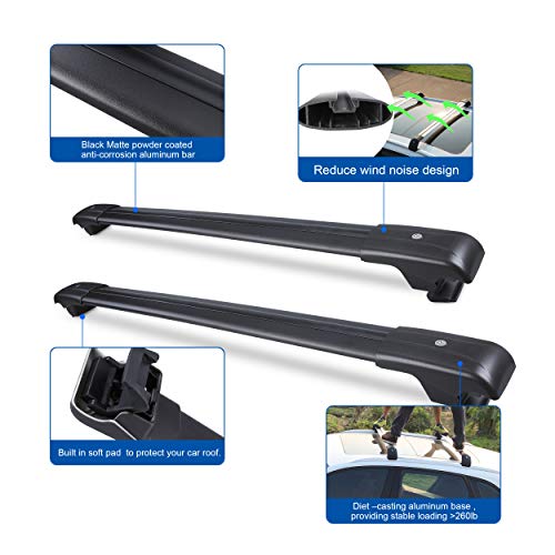 image for Autekcomma Max Loading 260lb Heavy Duty Lockable Roof Rack Cross Bars 