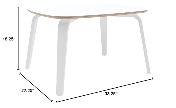 OEUF Play Table White | Modern Kids Activity Table with Scratch-Resistant Top | Bent Baltic Birch Plywood | Non-Toxic, Finish | Made in Europe