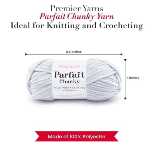 Image of Premier Yarns Parfait Chunky Chenille Yarn 3.5 Oz 6 Super Bulky Weight 3 Pack Bundle with Bella's Stitch Place Holders (Pale Gray)
