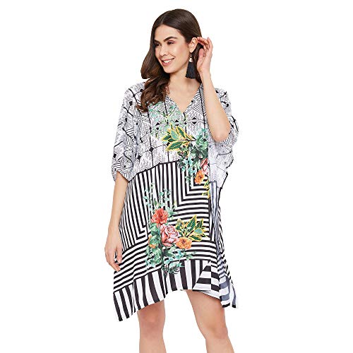 Image of Oussum Short Caftans for Women Plus Size Kaftan Tunic Tops Polyester Summer Beach Clothing Mini Cover Ups Dress for Ladies